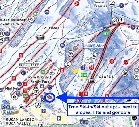 Lägenhet Ruka Vuosselin Helmi C11 - Sis 2X Vauhti Ranneke, Talvella Ruka-Pyhae Hissiliput Ruka